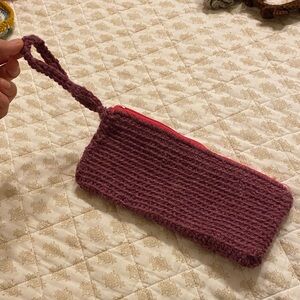 Handcrafted Purple Knit Wristlet